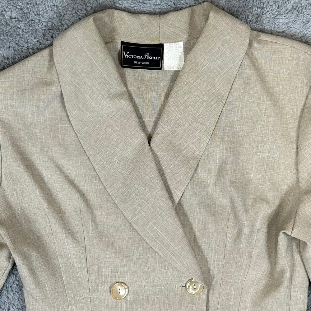 Victoria Ashley New York Tan Double Breasted Blazer Vintage Size 7/8 25842